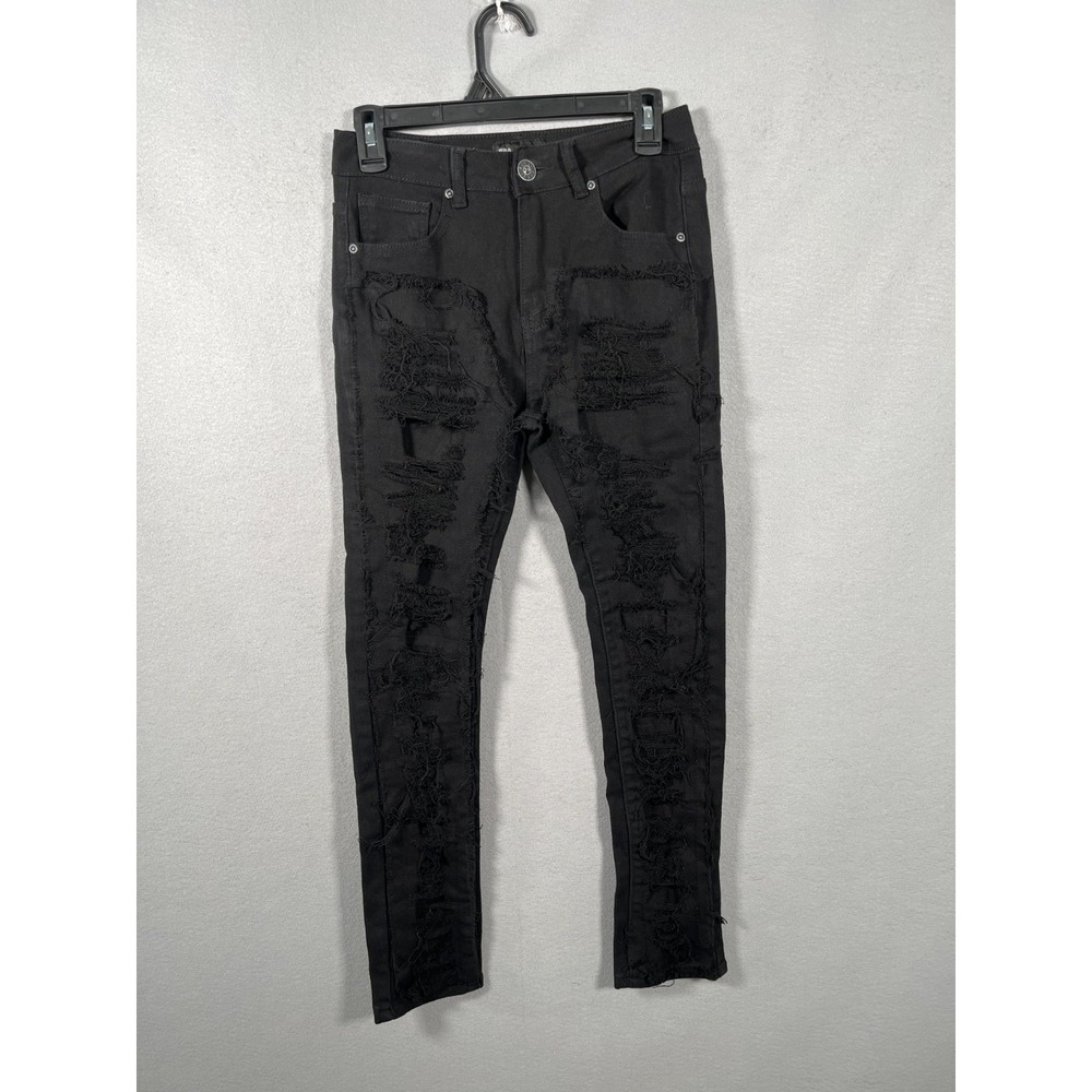 Waimea Skinny Jeans Womens 14 Black Denim Dark Wash Distressed Streetwear Casual